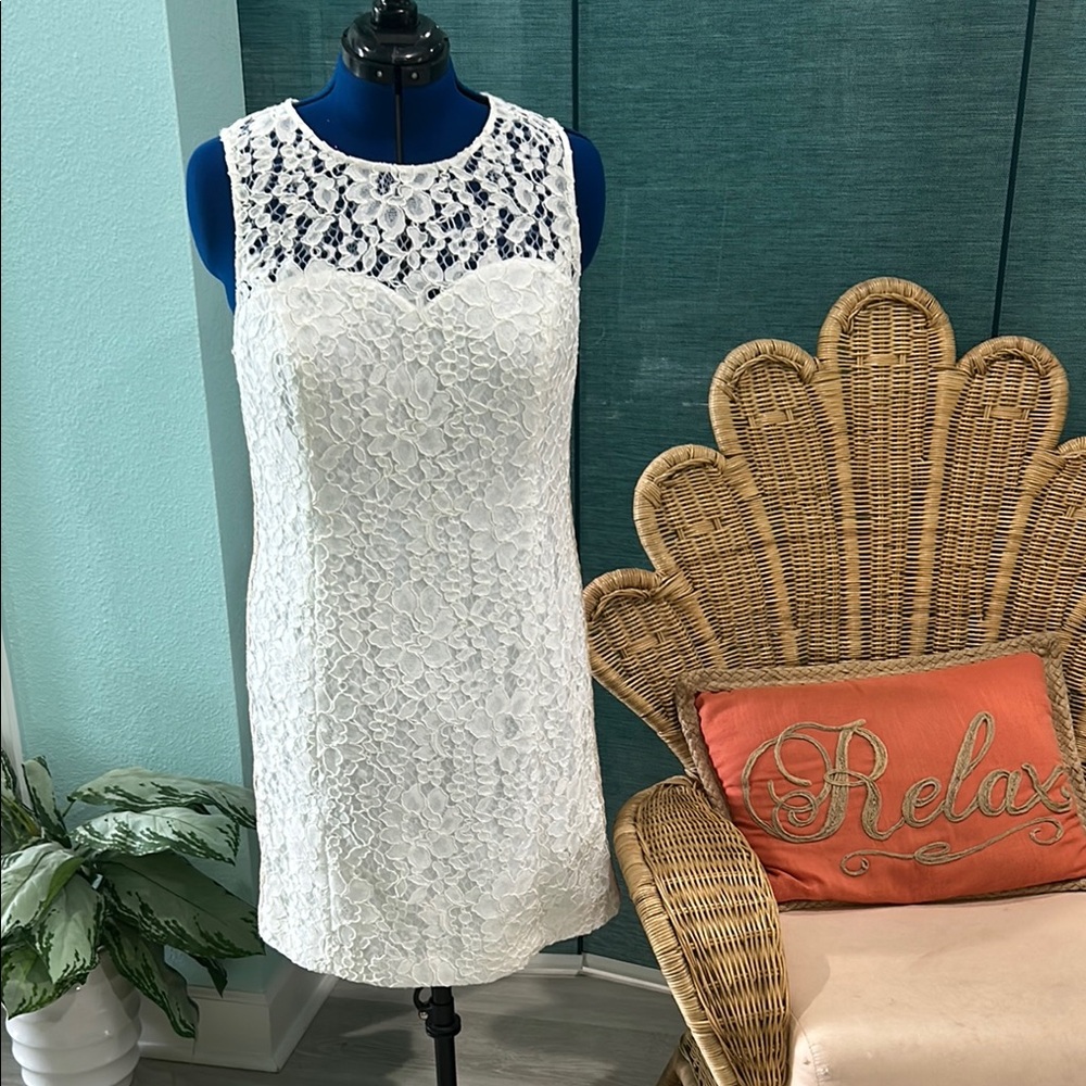 Lilly Pulitzer White and Gold Sheath Mini Dress